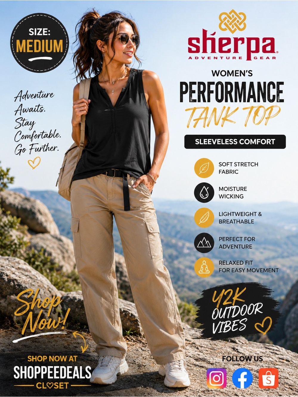 Sherpa Adventure Gear Sleeveless Performance Tank Top – Women’s Medium